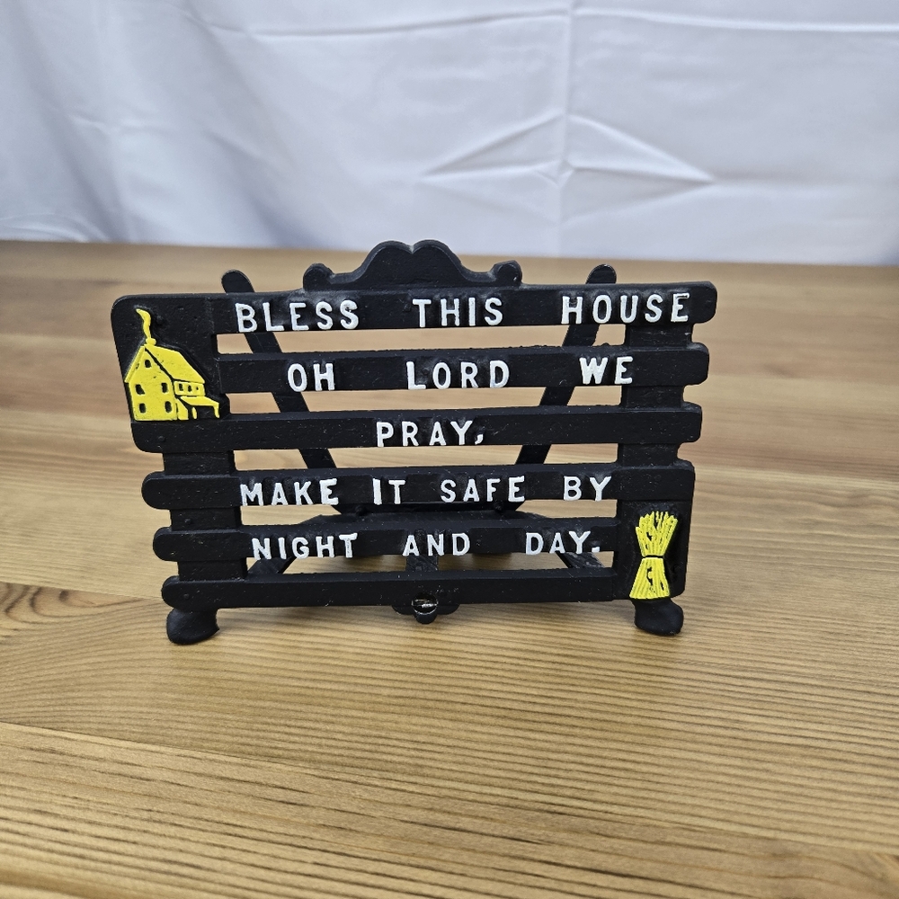 Vintage Black Cast Iron Grace Napkin Holder Kitchen VTG